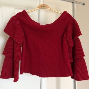 Off the shoulder Red sweater top